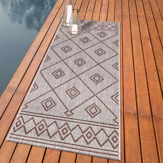 Keen Home Design Terrace Outdoor Runner Rug - 2x10 Washable Indoor/Outdoor Rug for Patio, Kitchen, Balcony, Beach, Garden, Deck and Porch, Size: 2'2"x9'11"