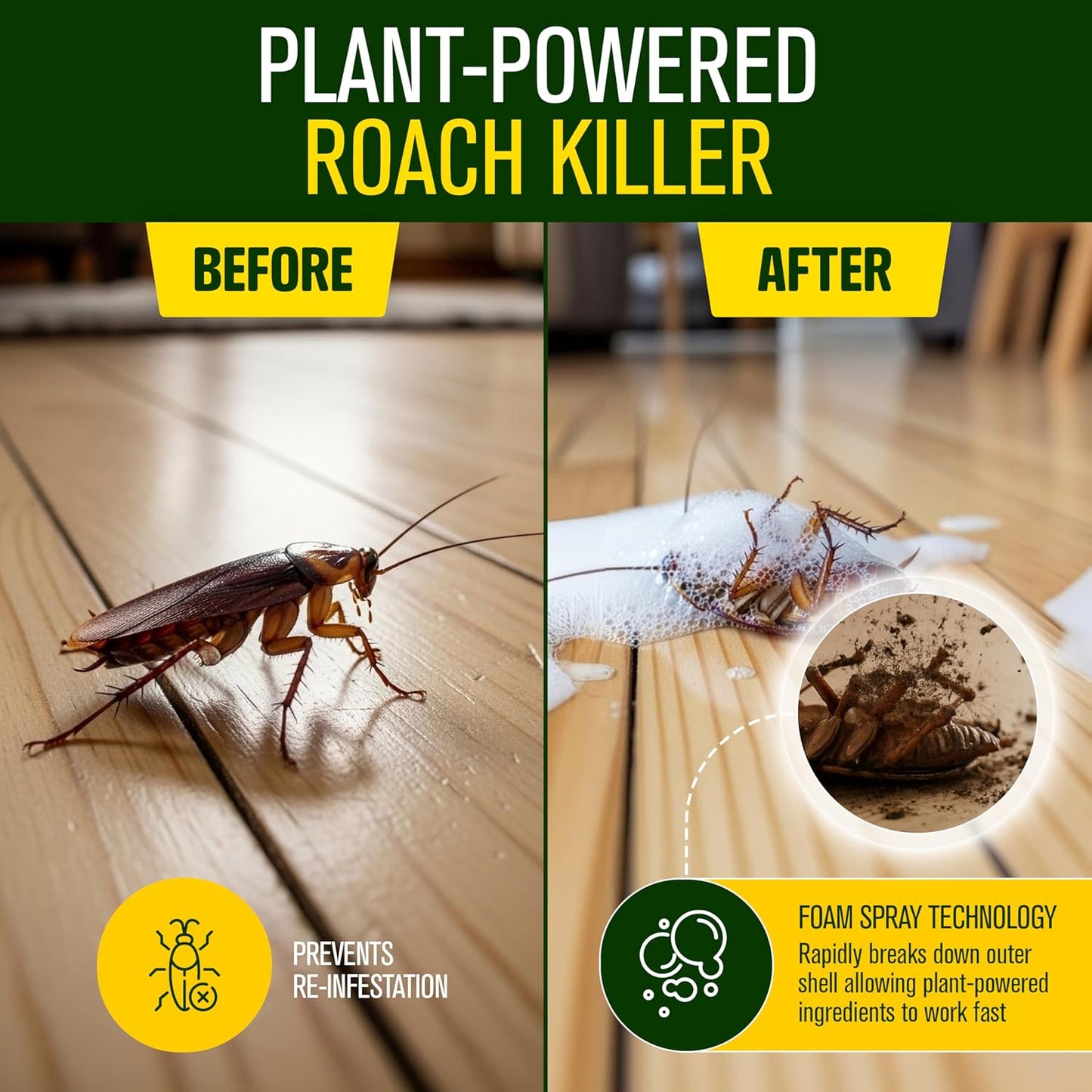 Green Guard Pest Control Spray - Indoor & Outdoor Killer of Ants, Roaches, Spiders & Other Crawling Insects, Safe Around Children & Pets, Plant-Based, Pleasant Scent (Peppermint Hit, 32oz)