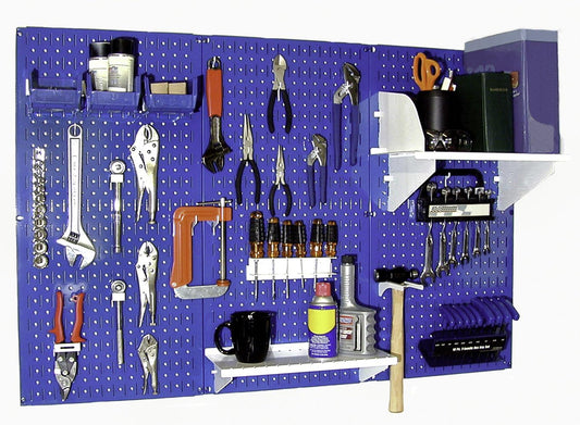 Wall Control 30-WRK-400BUW Standard Workbench Metal Pegboard Tool Organizer,Blue/White