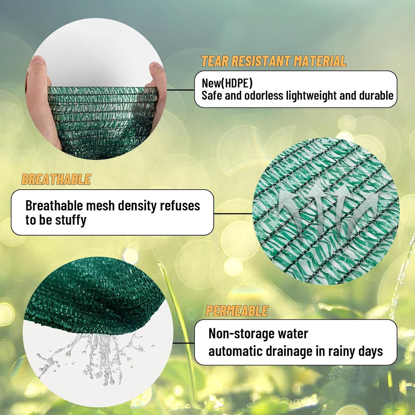 Cool Area 40% 6x8ft Sunblock Shade Cloth Cover Mesh UV Resistant Net for Garden Flower Plant Greenhouse, Green