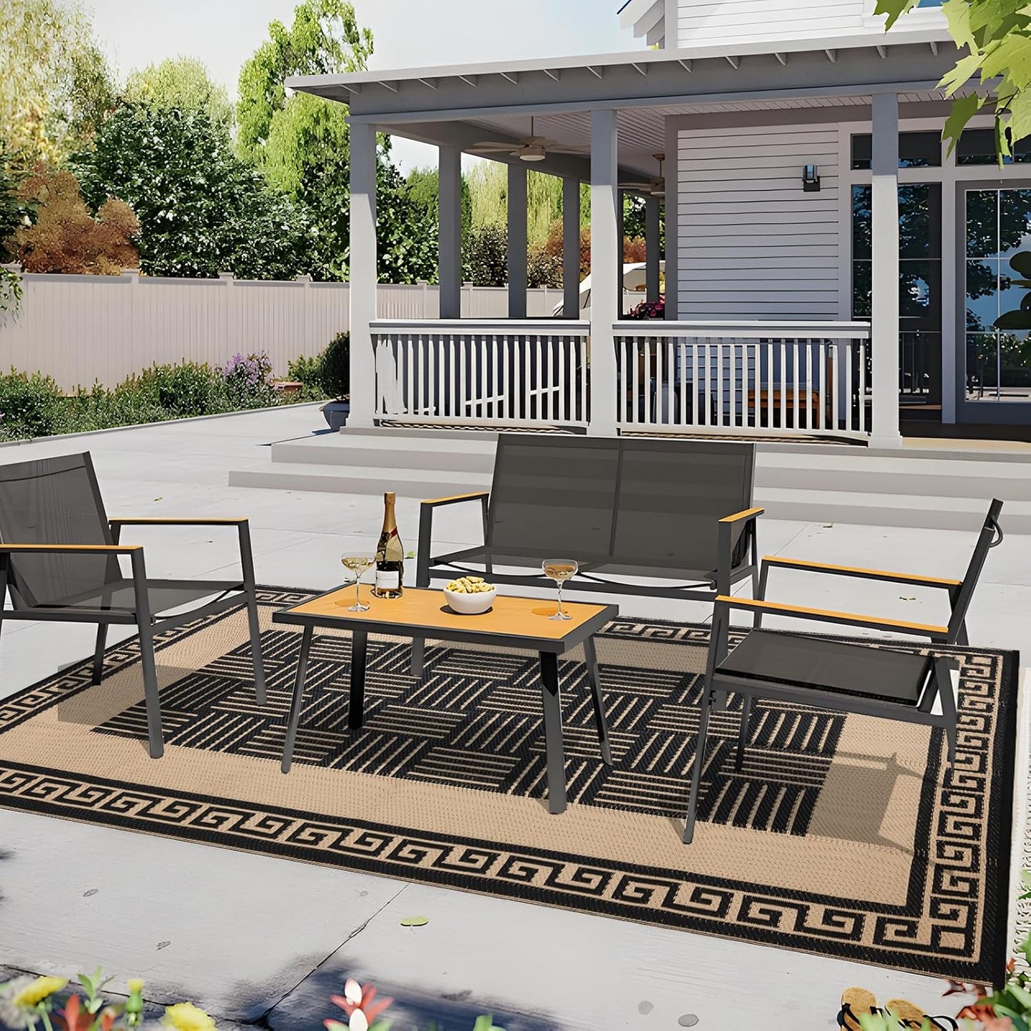 Outdoor Rug 5x8 ft Waterproof, Reversible Outdoor Plastic Straw Rug for Patios Clearance, Outdoor Area Rug Carpet RV Mat for Camping Backyard Deck Porch