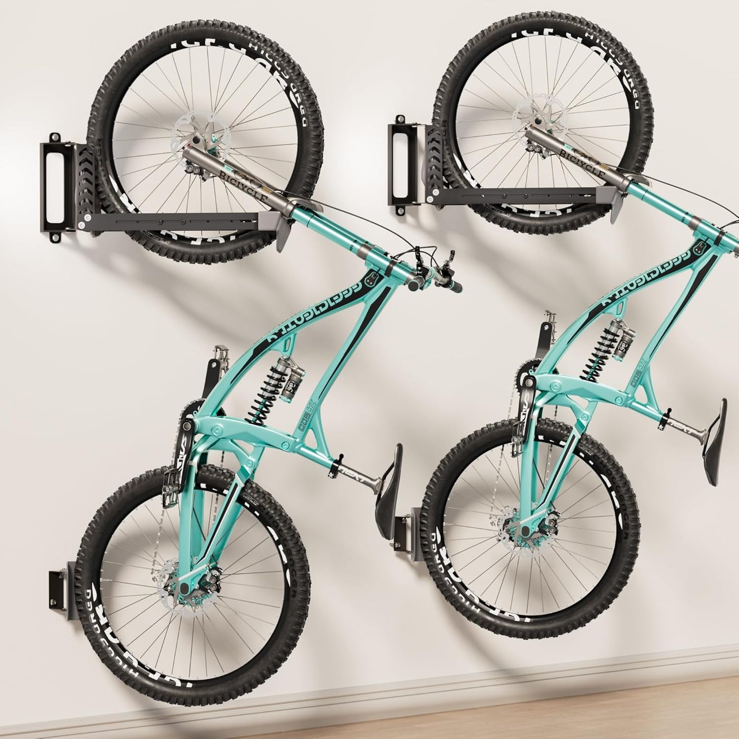 2-Pack Swivel Bike Rack Wall Mount, Bike Hangers for Garage, Space-Saving Vertical Bike Holder, Holds up to 77 lbs, Bicycle Wall Hanger Storage, No Heavy Lifting Required Indoor Hanging Bike Rack