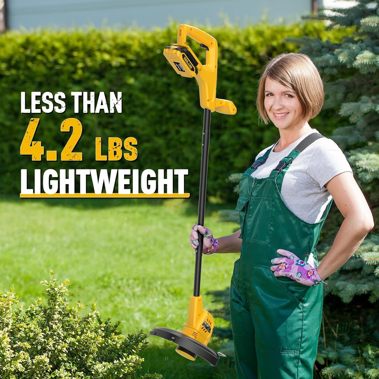 Cordless String Trimmer and Edger, 10 Inch 20V Weed Wacker Battery Operated Lawn Edger with 8 Pcs Replace Spool Trimmer Lines - 1 Batteries & Charger Included (10-inch)