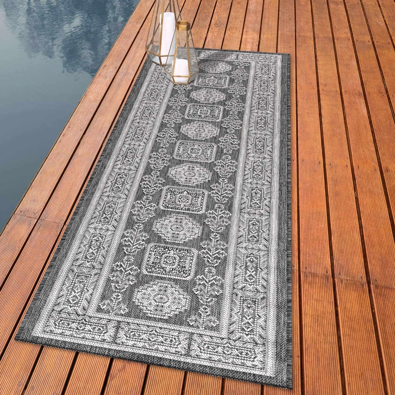 Keen Home Design Terrace Outdoor Runner Rug - 2x10 Washable Indoor/Outdoor Rug for Patio, Kitchen, Balcony, Beach, Garden, Deck and Porch, Size: 2'2"x9'11"