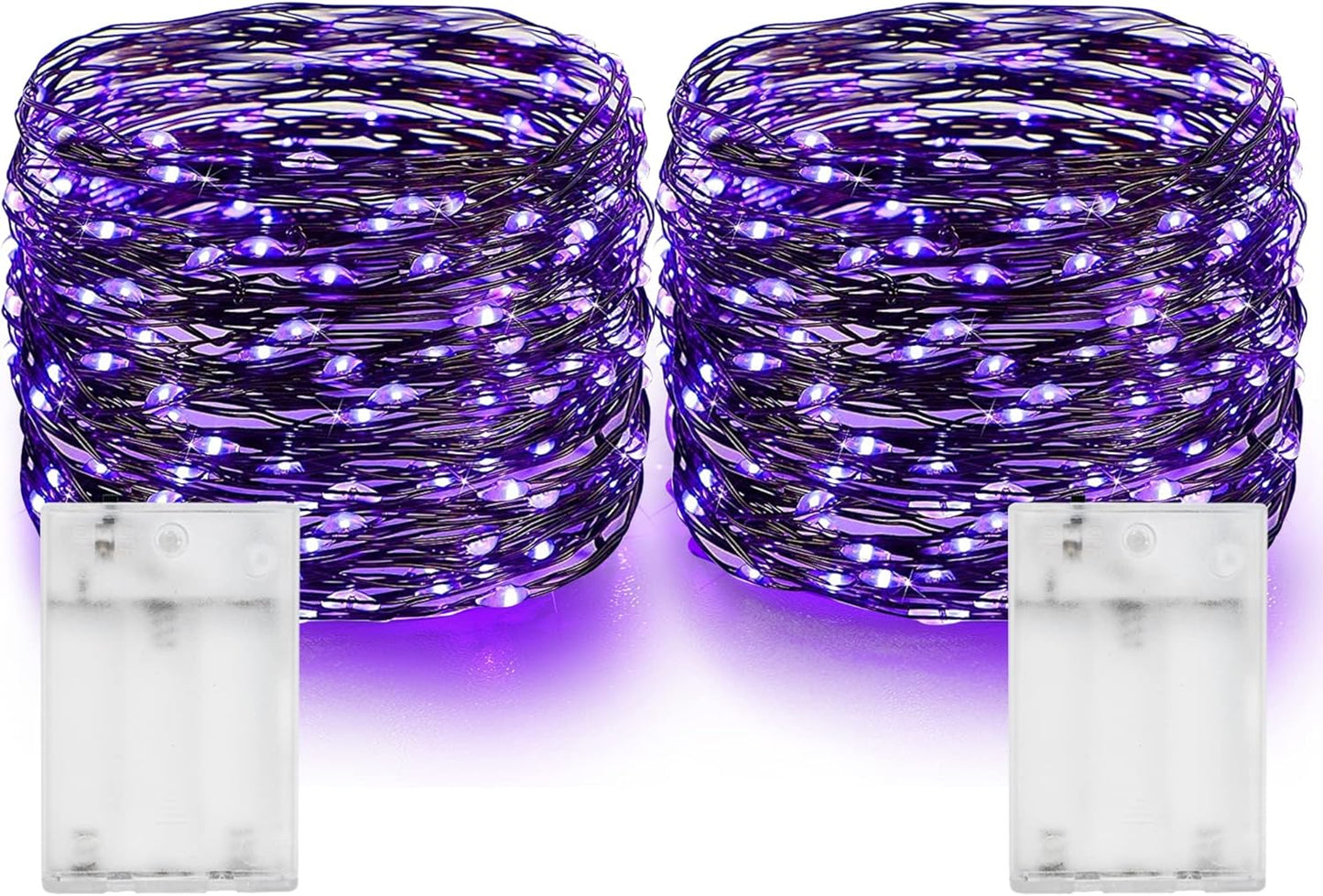Dazzle Bright Fairy String Lights, Total 40FT 120LED Copper Wire Battery Operated Waterproof Lights, Halloween Decorations for Indoor Home Outdoor Garden Patio Party Decor (Purple, 2)