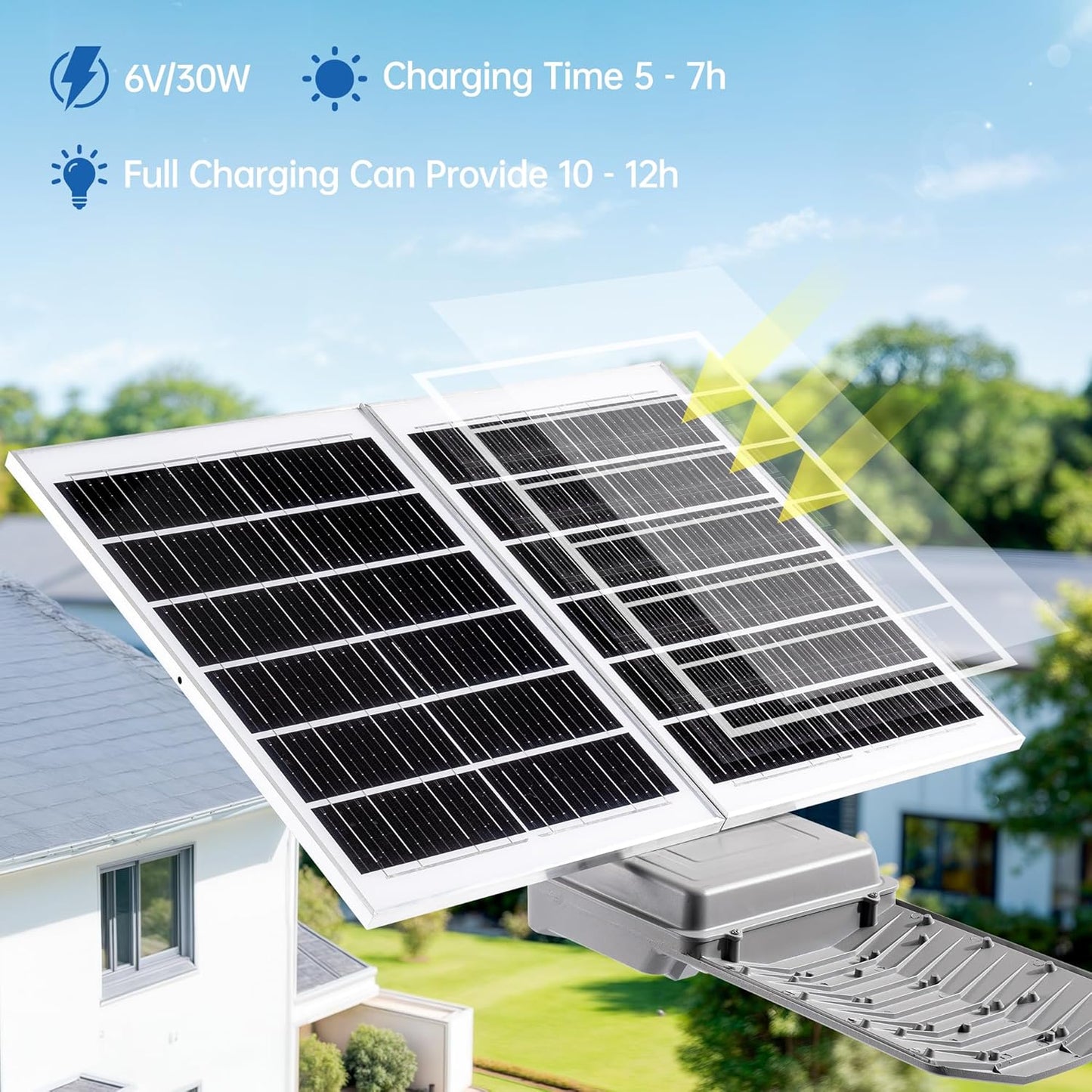 11000W Solar Street Light Outdoor with Dual Solar Panels IP65 Waterproof – 650,000LM 3-Sided LED Lights, 144pcs LEDs, 50000mAh Battery, Motion Sensor, Dusk to Dawn for Parking Lot, Yard,Garden