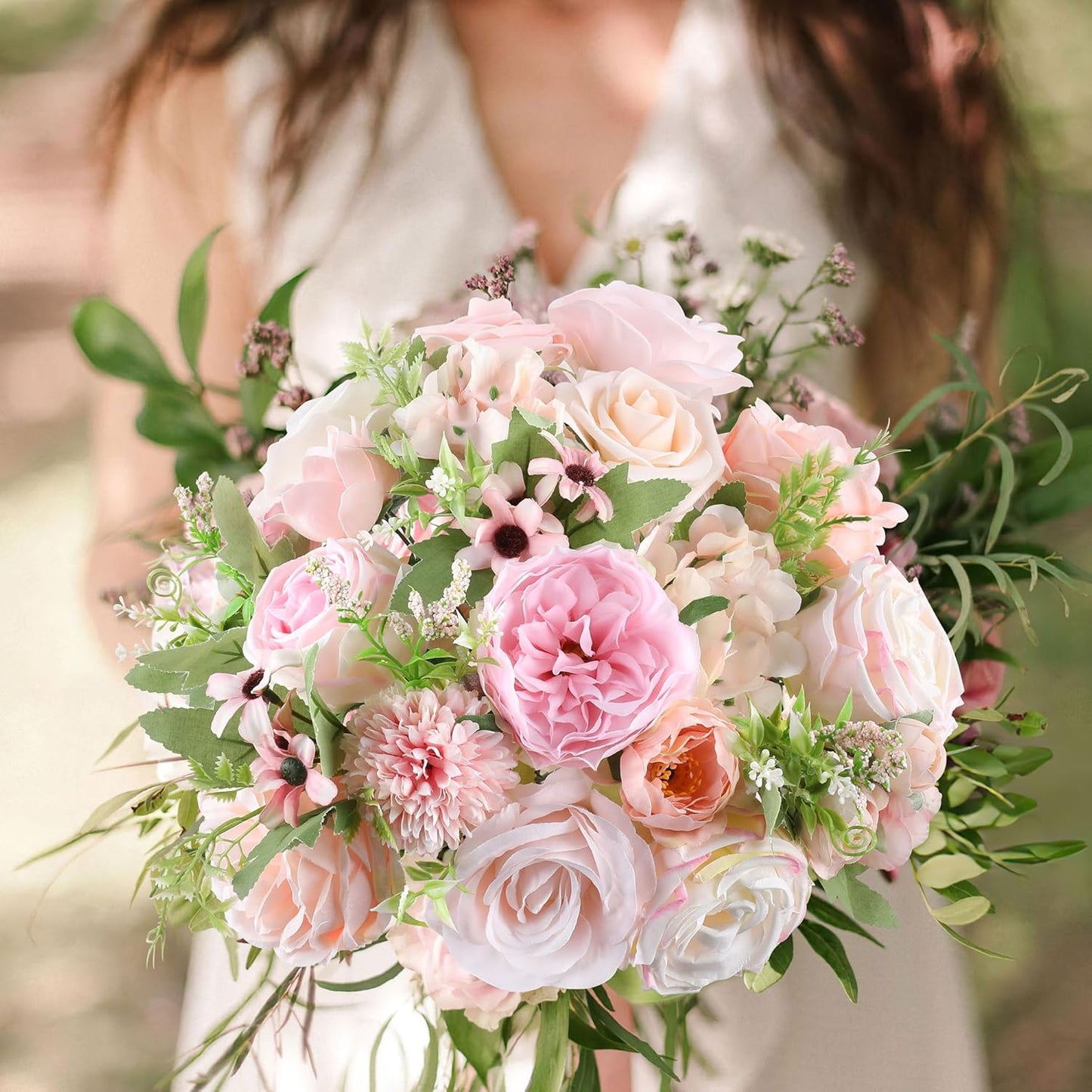 AGIRL Rose Artificial Flowers Combo Fake Flowers Pink Roses Silk Flowers with Stems for DIY Bridal Wedding Bouquets Centerpieces Arrangements Table Party Baby Shower Home Decor