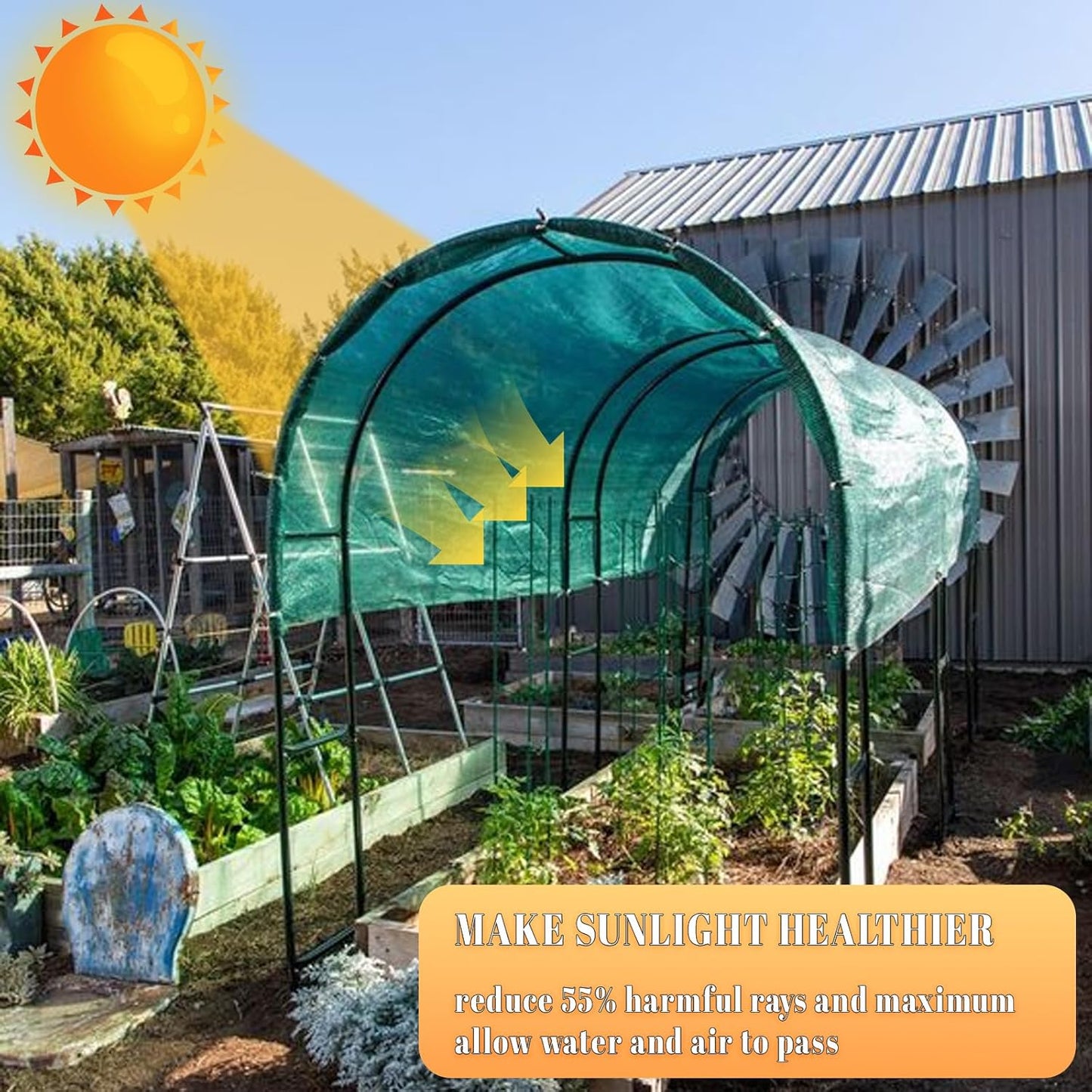 Cool Area 55% 10x20ft Sunblock Shade Cloth Cover Mesh UV Resistant Net for Garden Flower Plant Greenhouse, Green