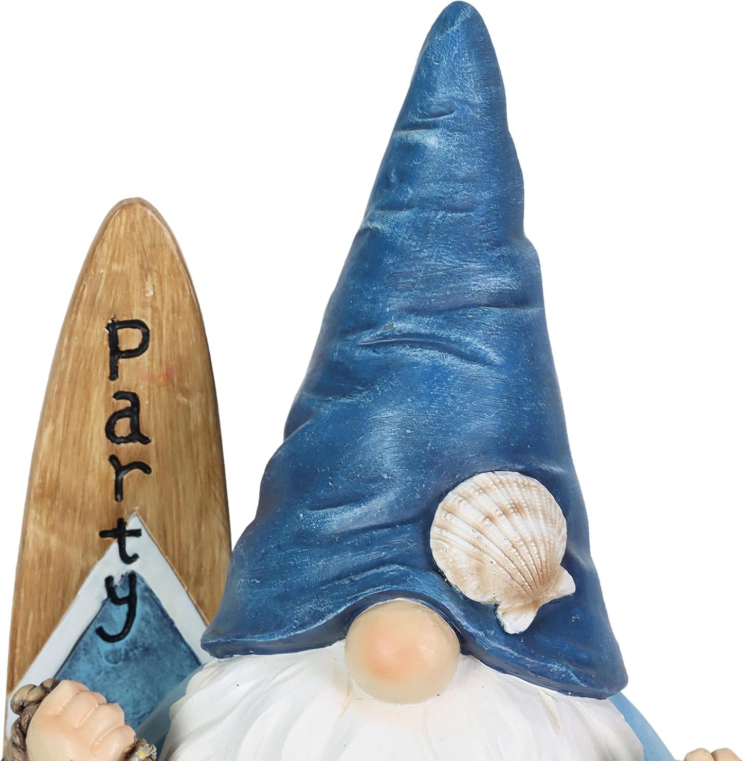 Exhart Garden Gnome, Solar Surfer Party Time Garden Sculpture with Surfboard Sign, LED Lights, Outdoor Lawn and Yard Decoration, 7 x 6 x 12.5 Inch
