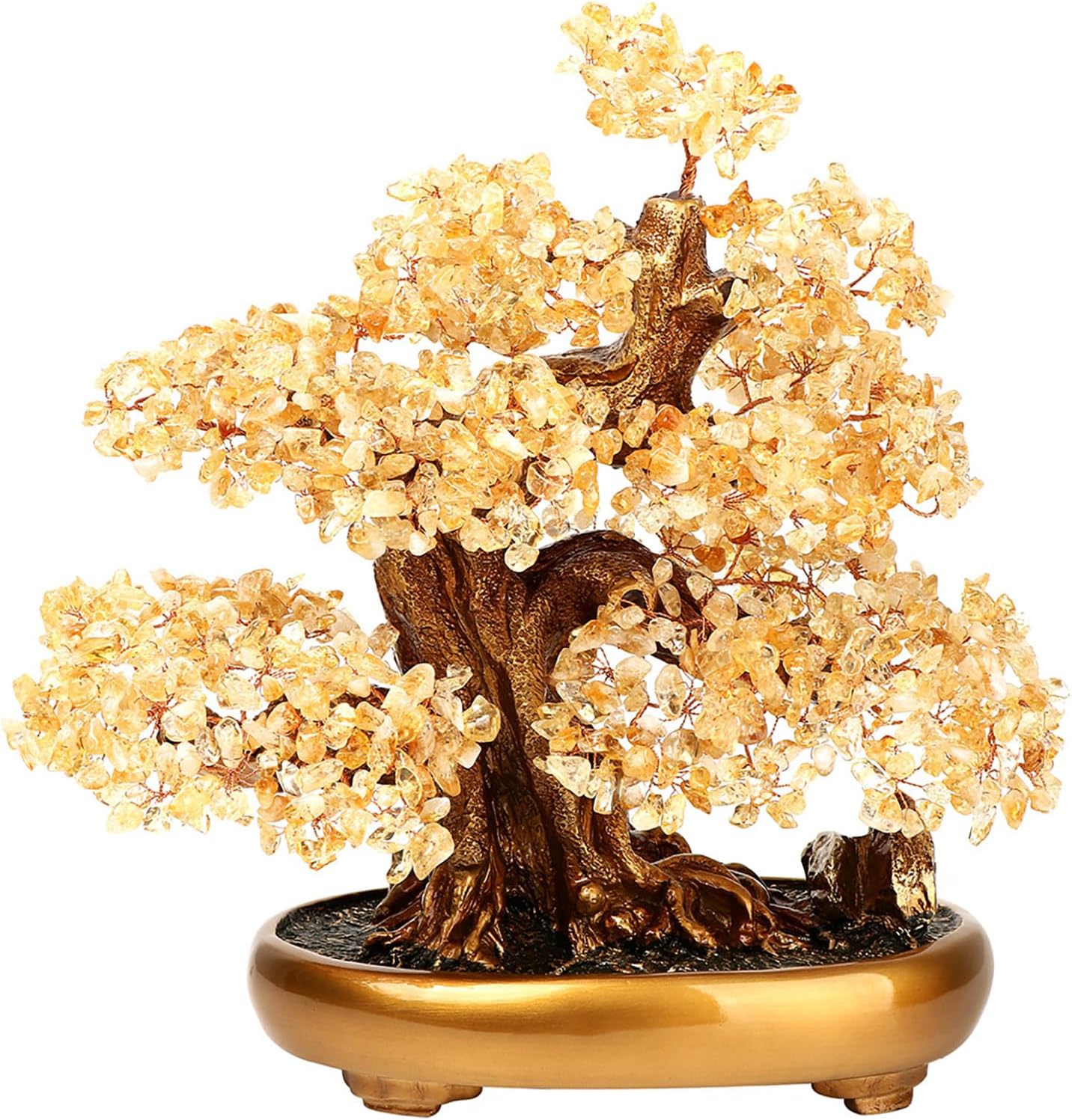 Feng Shui Money Tree Large Crystal Quartz Lucky Tree Gem Tree for Office Home Feng Shui Decoration for Wealth/Fortune and Luck (Citrine)
