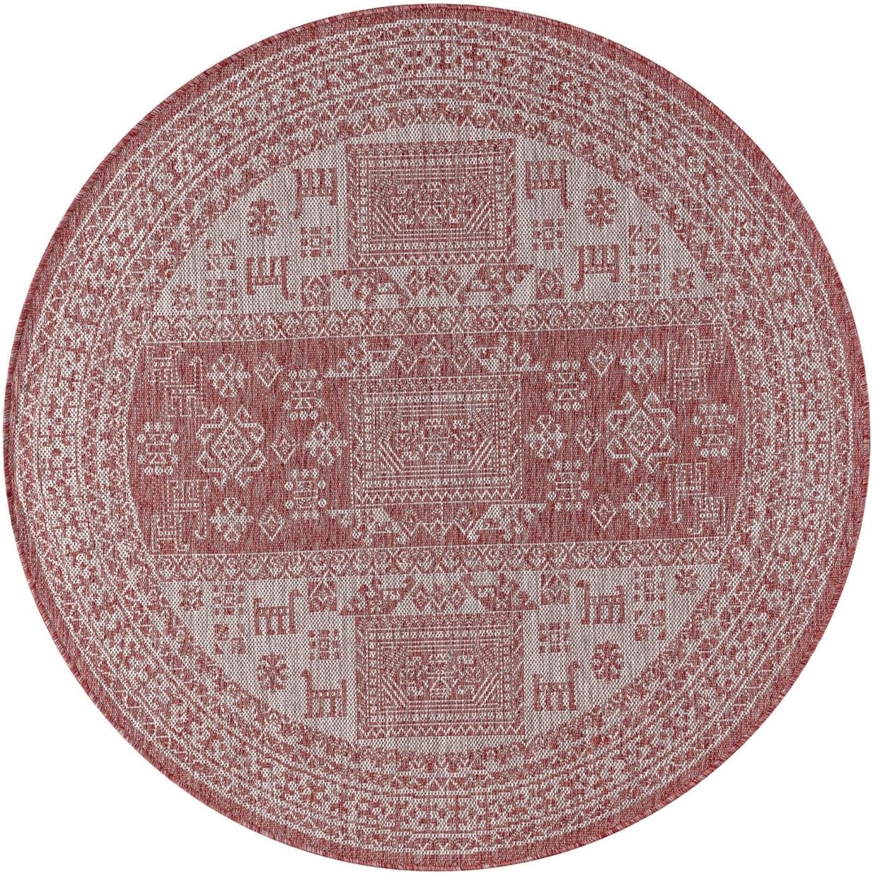 Keen Home Design Terrace Outdoor Round Rug - 8ft Round Washable Indoor/Outdoor Rug for Patio, Kitchen, Balcony, Beach, Garden, Deck and Porch, Size: 7'7" Round