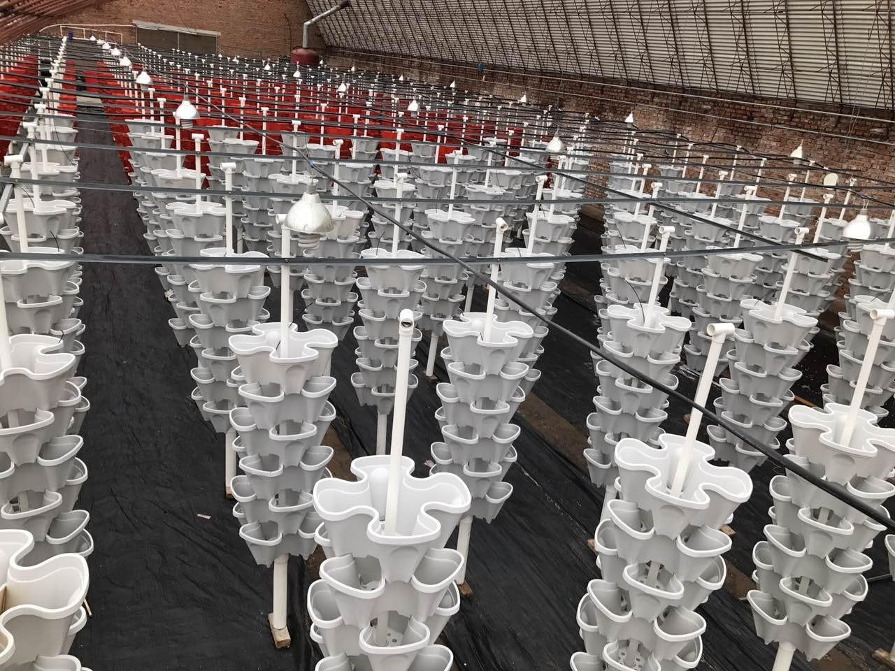 Mr. Stacky© 5-Tier 13 inch Wide - (Stone Color) Strawberry and Herb Garden Planter - Stackable Gardening Pots with 10 Inch Saucer