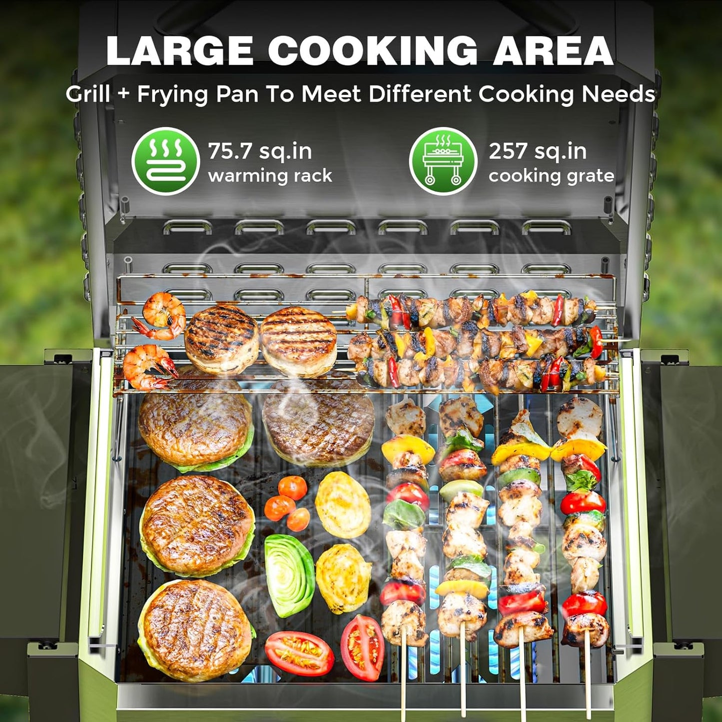 COWSAR 2-Burner Propane Gas Grill with Folding Side Tables,Stainless Steel 16,000 BTU BBQ Grill,Outdoor Grill for Barbecue,Patio,Camping