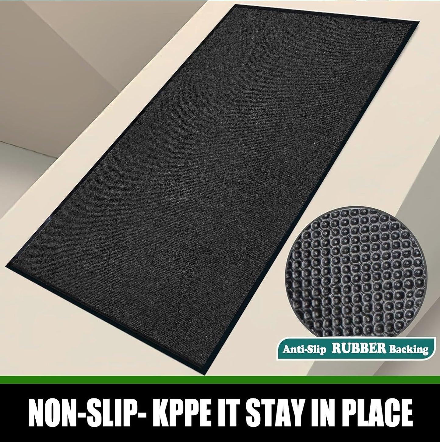 Commercial Grade Entrance Mat 4x6Ft Brush Step Entrance Rug with Striped Pattern&Rubber Border Indoor Outdoor Low Profile Rubber Entry Carpet Mat for Hallway,Home,High Traffic Area