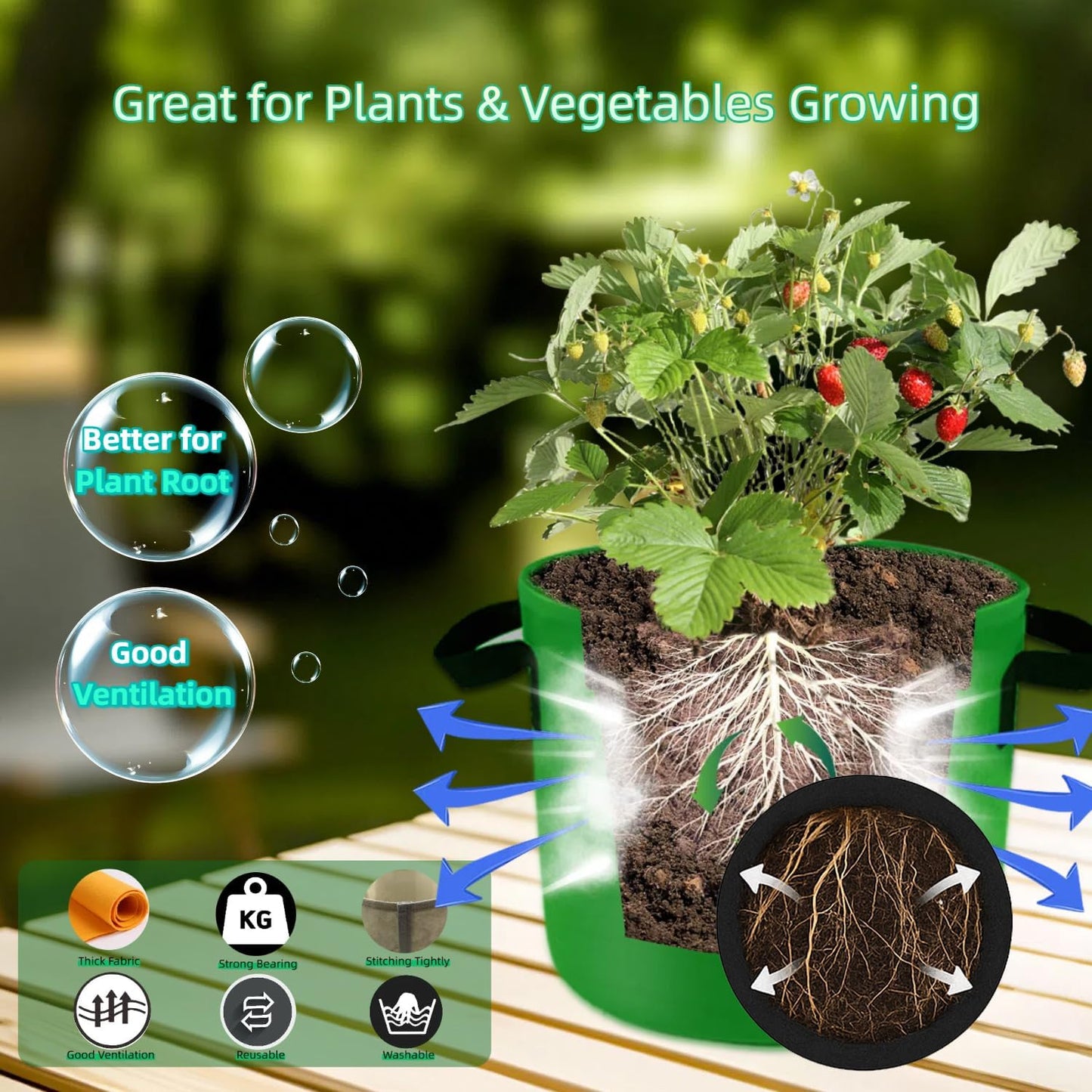 7-Pack 10 Gallon Grow Bags, Multi-Colored Planting Fabric Pots Garden Bags to Grow Vegetables,Flowers,Fruits, Tomato Growing Bag