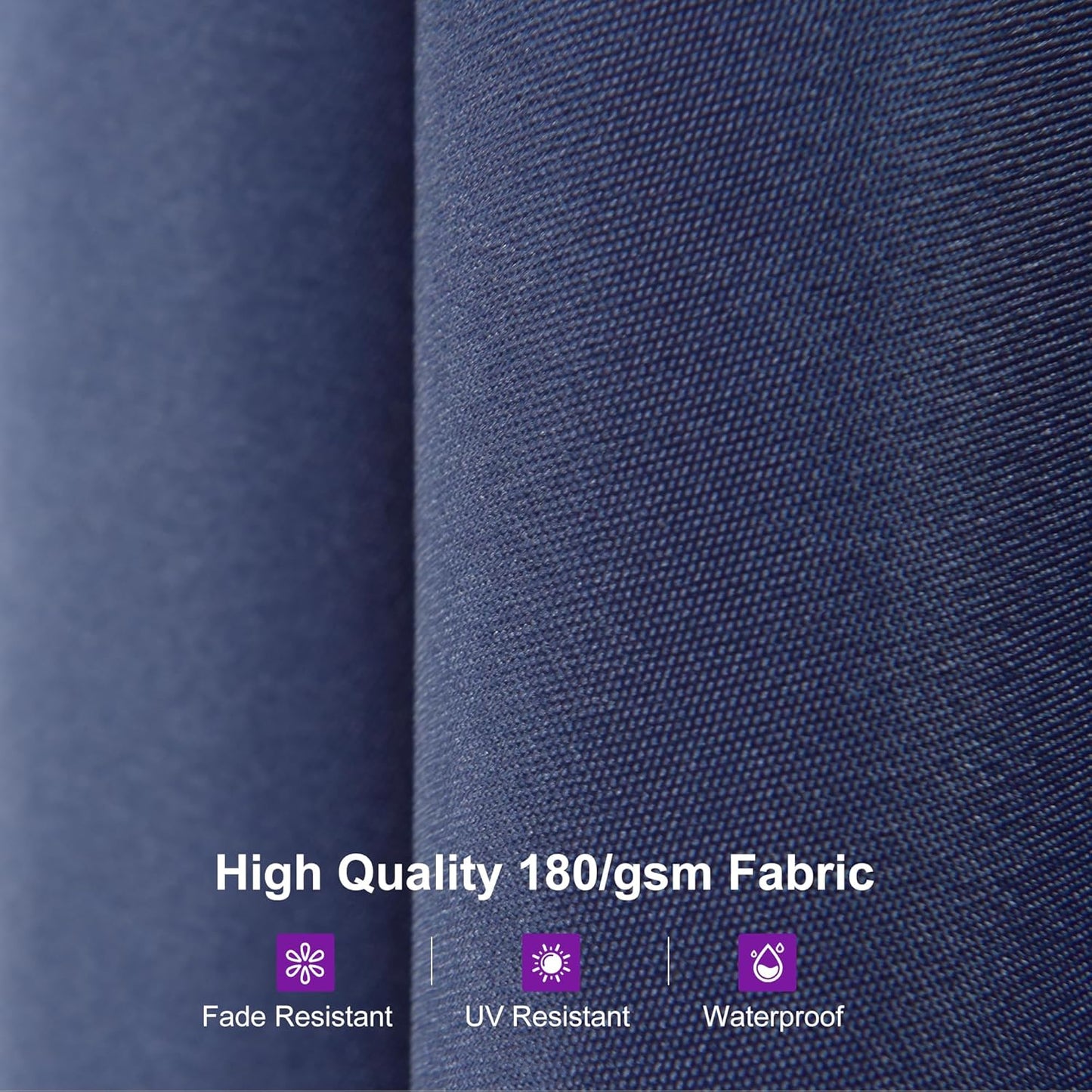 PURPLE LEAF 13ft Double-Side Patio Umbrella with Solar Lights Outdoor Market Umbrella with Base and Crank Handle Table Umbrella for Backyard Pool Garden Deck, Navy blue