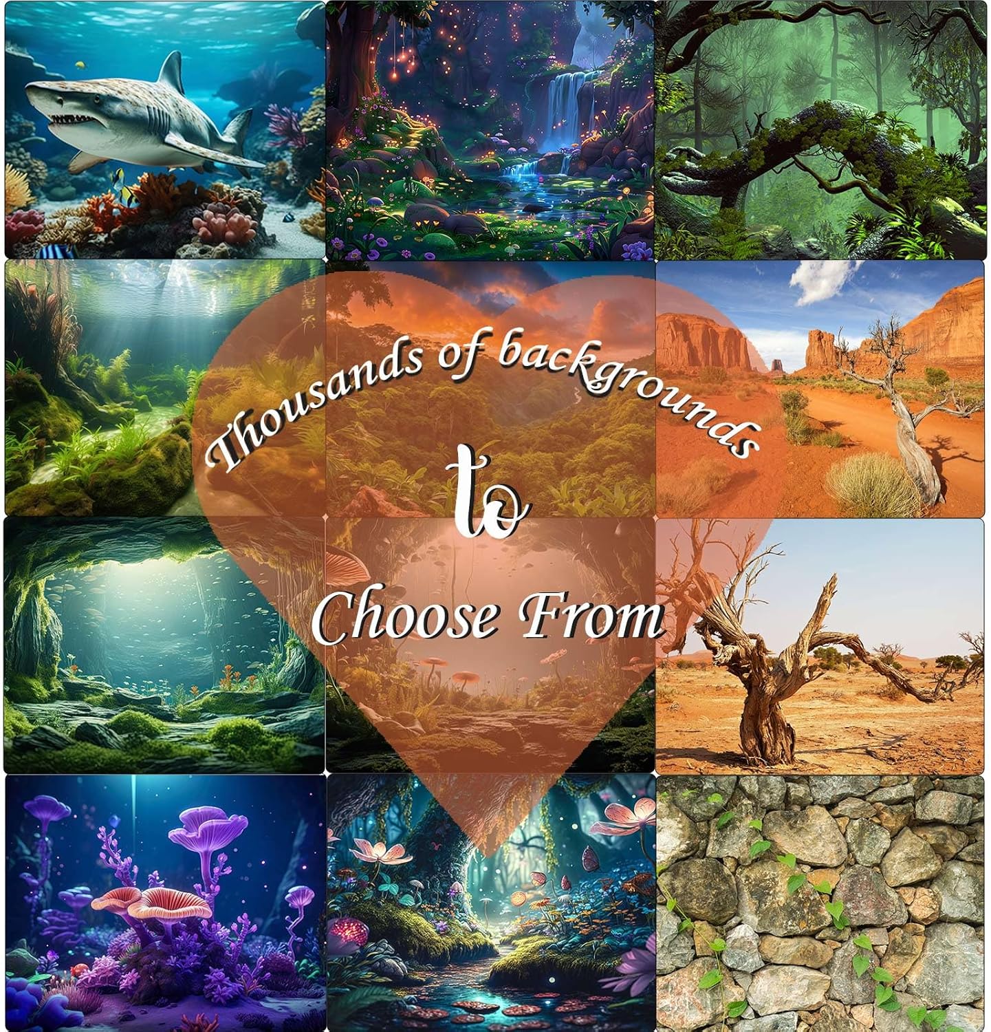Aquarium Background Various Underwater Grass Plants Aquarium Backdrop Vivid and Fresh Green Aquatic Plants Stone River Bed and Dead Wood Yellow Stone Fish Tank Background 24x12in