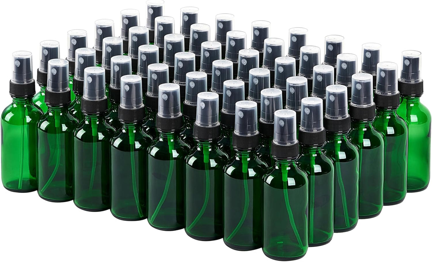 2 oz Glass Spray Bottles, Reusable Fine Mist Sprayer Small Spray Bottle, Leak-Proof Design, Perfect for Travel, Skin Care, Perfumes, Botanical, Cleansing (Green, 2oz-48pcs)