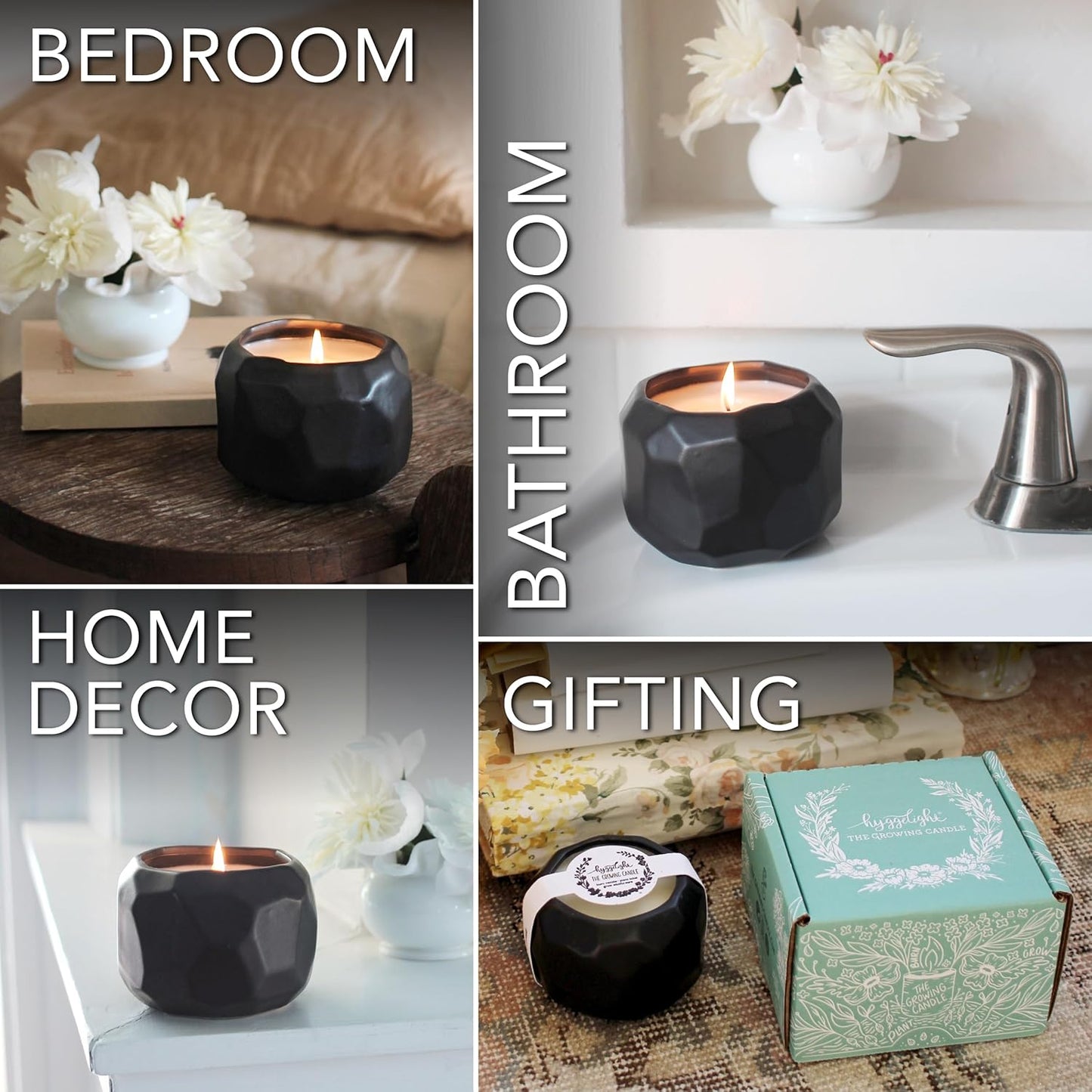 The Growing Candle, Sandalwood & Vanilla Scented, 13oz Ceramic Pot, Aromatherapy Candles for Home, 100% Soy, Emma