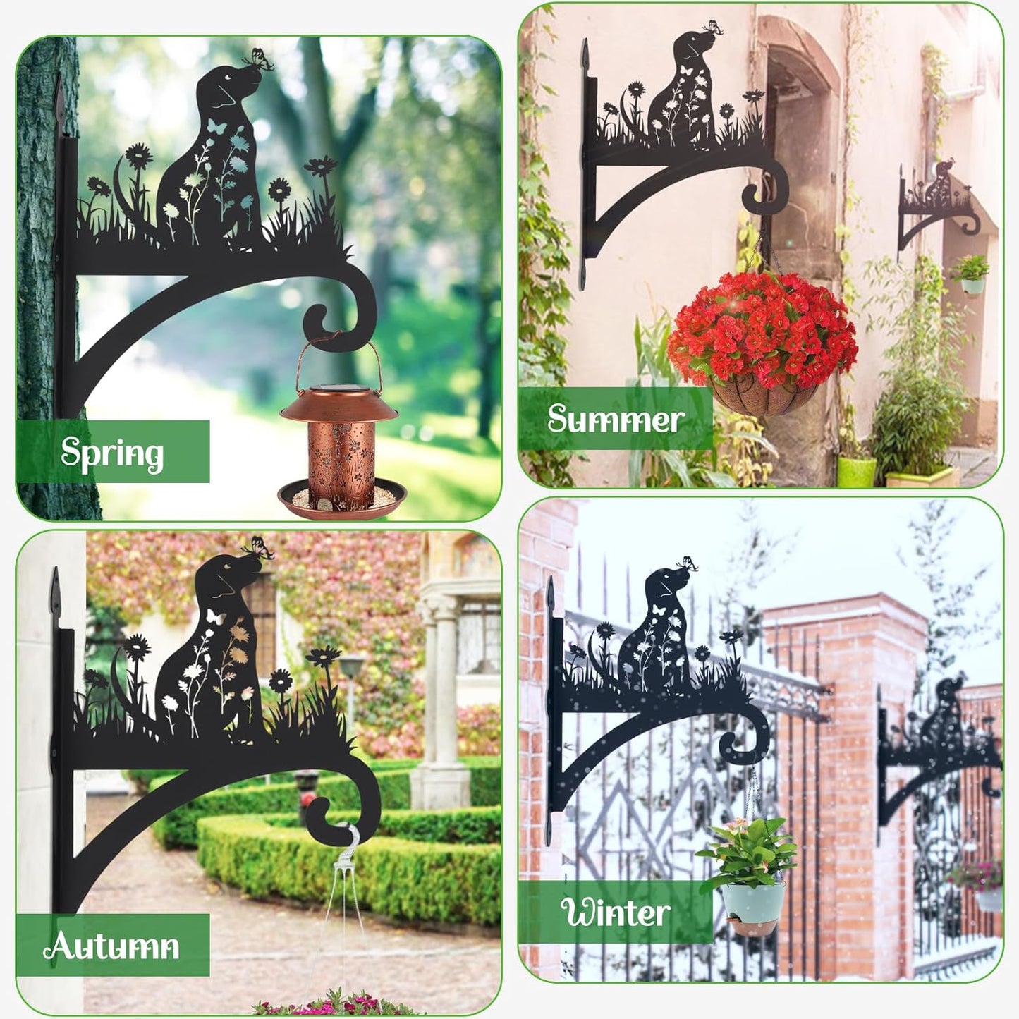 Plant Hangers Outdoor Heavy Duty Iron Decorative Dog Silhouette Plant Hooks for Hanging Baskets 11 inch Hanging Plant Bracket Wall Hooks for Flower Pot Lantern Bird Feeder Wind Chimes