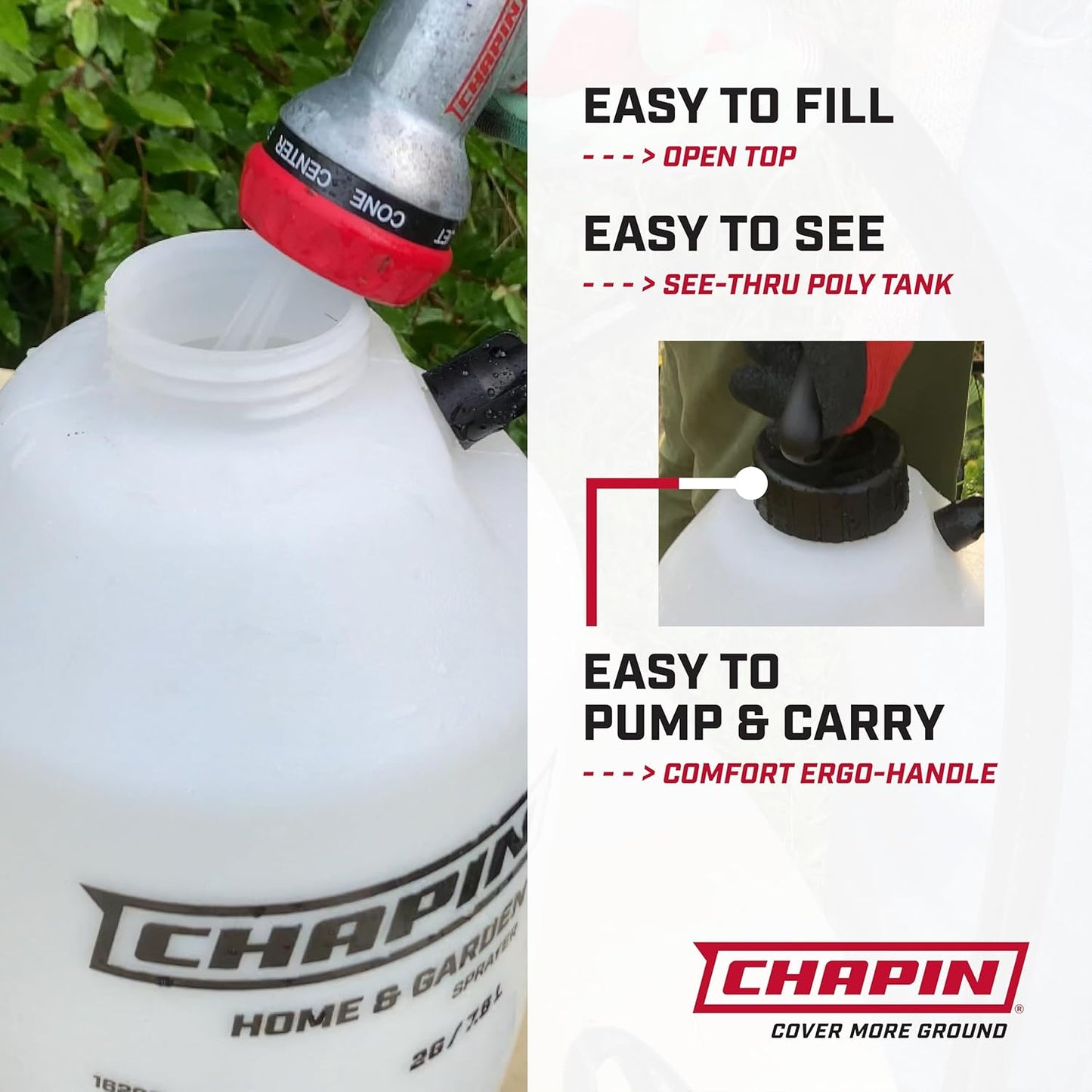 Chapin International 16109 1-Gallon Value Pack Lawn and Garden Pump Sprayer, Made in The USA, for Spraying Weeds, Insects, Fertilizers, 2-Pack, Translucent White