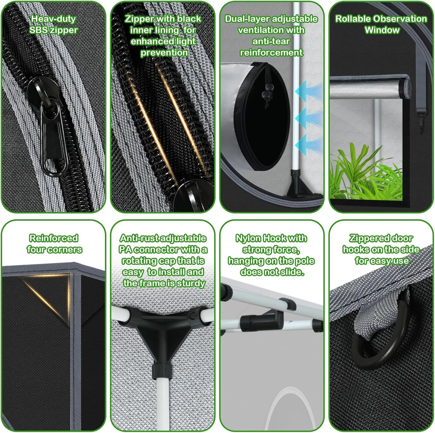 Grow Tent, 120"x60"x78" Hydroponic Mylar Grow Tent Reflective Garden Growing Dark Room with Observation Window, Removable Floor Tray for Indoor Plant Growing 10x5