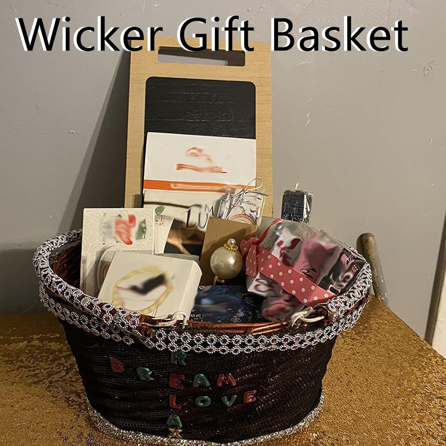 KINJOEK Wicker Woven Basket, Multipurpose Natural Willow Basket with Handle Premium Linen Cotton Cloth Lining for Storage and Decoration