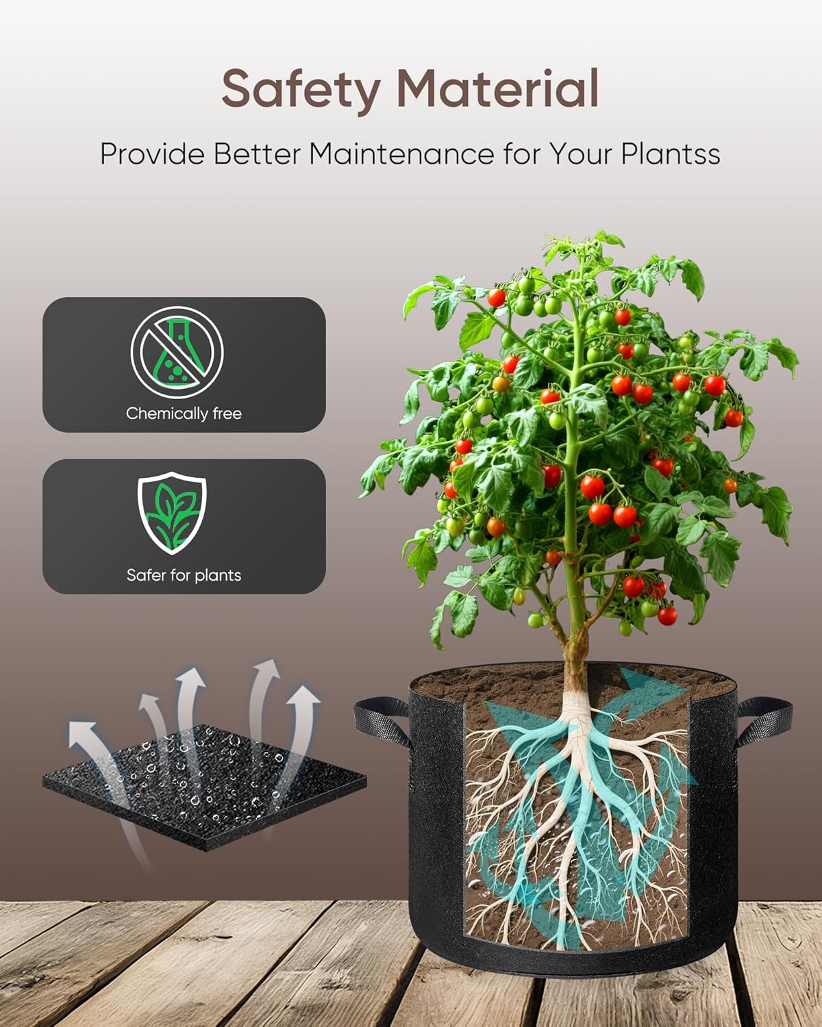 The Growing 5 Pack 25 Gallon Fabric Grow Bags，Thickened Aeration Nonwoven Fabric Plant Pots with Durable Handles,Heavy Duty 300G Planter Pot for Tomato, Fruits, Vegetables and Flowers, Black