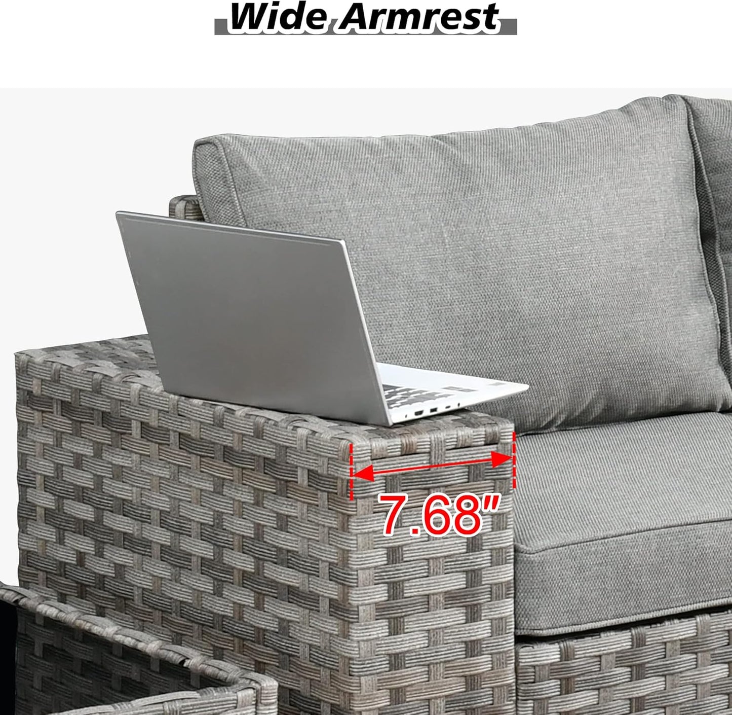 HOOOWOOO 12 Piece Modular Patio Outdoor Sectional Furniture Sofa Set,Wicker Conversation Set,Out Door Couch Set with Wide Arm for Outside All Weather(Dark Grey)