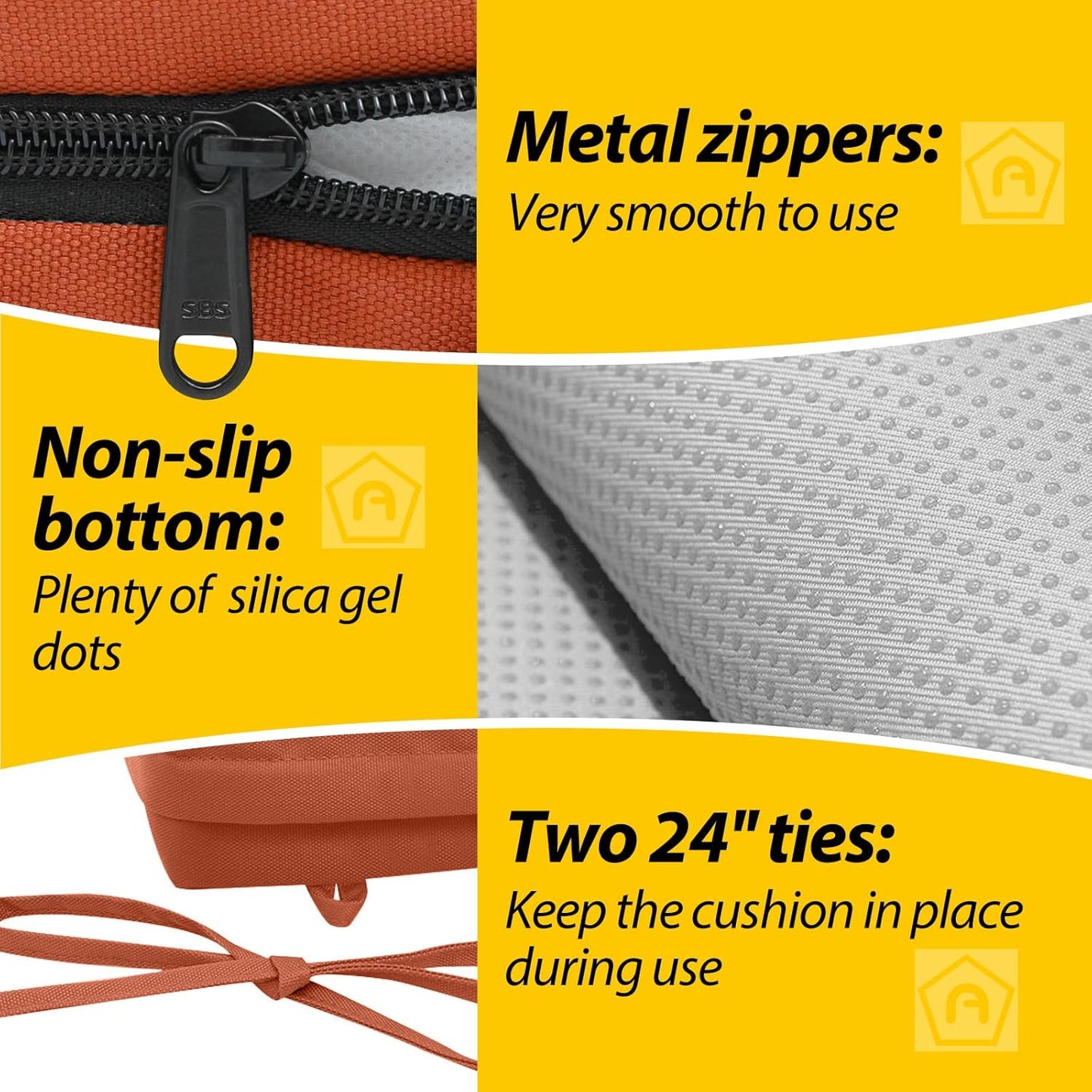 AAAAAcessories Outdoor Seat Cushions for Chairs, Waterproof, Fade-Resistant Patio Furniture Replacement Cushions, 21" x 21" x 4", Set of 2, Rust