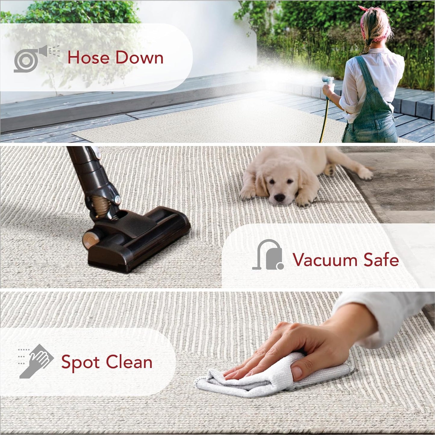 nuLOOM 3' x 5' Solid Hand Braided Indoor/Outdoor Area Rug, Pet-Friendly, High Traffic, Weather Resistant, for Patio, Balcony, Bedroom, Living Room, Dining Room, Wynn Ivory