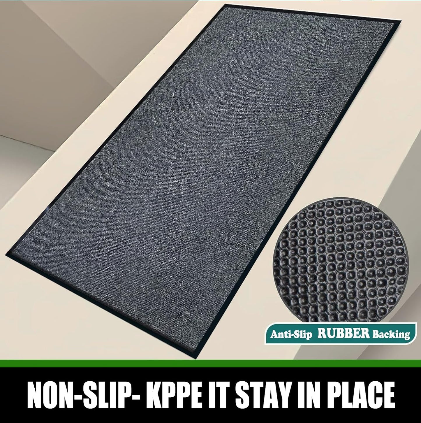 Commercial Grade Entrance Mat 3x5Ft Brush Step Entrance Rug with Striped Pattern&Rubber Border Indoor Outdoor Low Profile Rubber Entry Carpet Mat for Hallway,Home,High Traffic Area