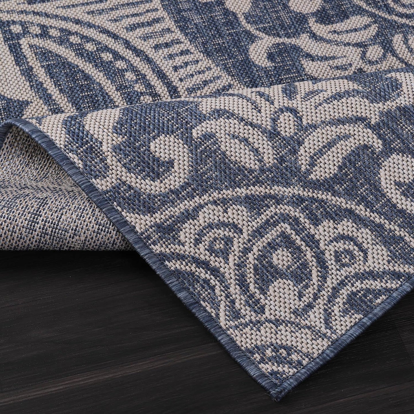 Medallion Outdoor Rug 9x12 Washable Outside Carpet for Indoor Patio Porch Waterproof Easy Cleaning Non Shedding Area Rugs Blue 9 x 12