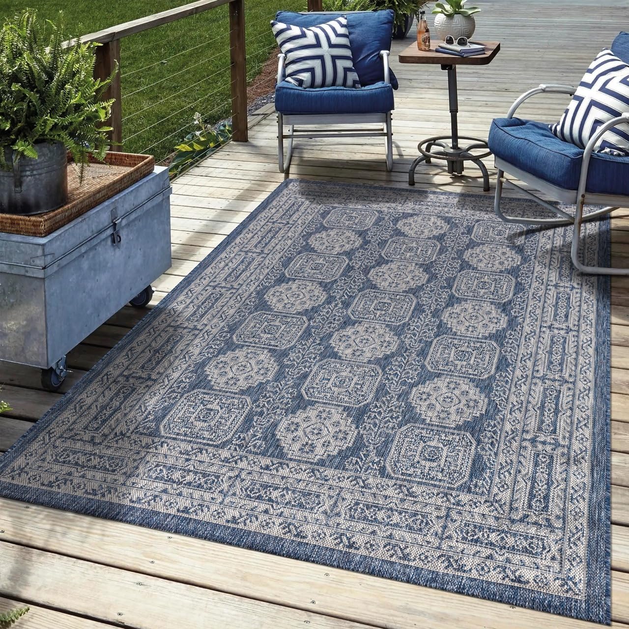 Keen Home Design Terrace Outdoor Throw Rug - 3x5 Washable Indoor/Outdoor Rug for Patio, Kitchen, Balcony, Beach, Garden, Deck and Porch, Size: 3'x5'