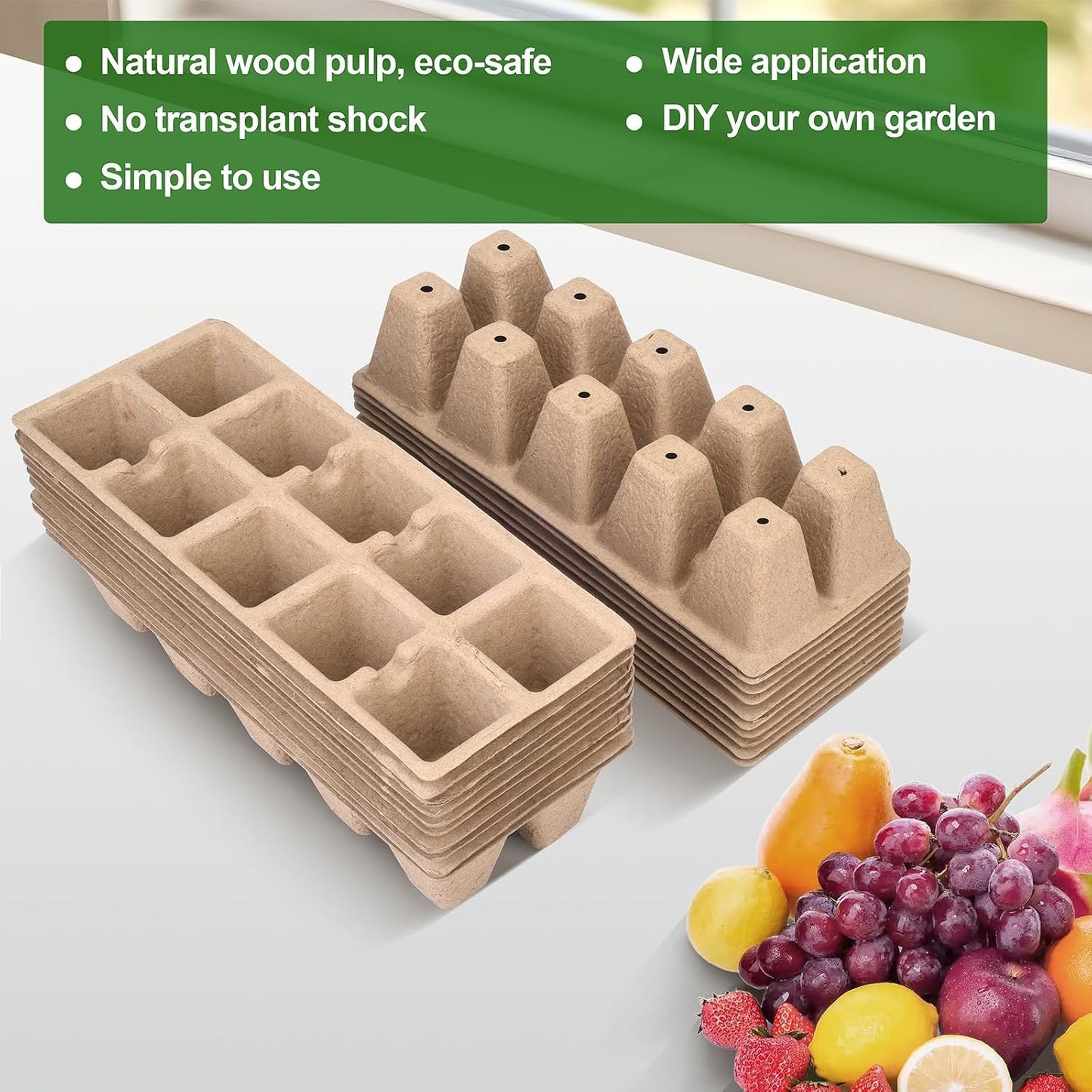 200 Cells Peat Pots, Seed Starter Trays Planting Trays for Seedlings, 20 Pack Germination Trays Peat Pot with 20 Labels