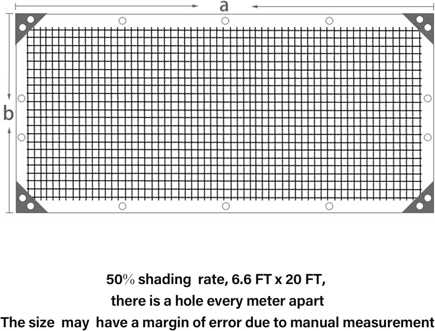 winemana Black Shade Cloth 50%, 6.6x20 FT Mesh Tarp - Garden Shade for Greenhouse, Patio, Vegetables, Plants Cover and Chicken Coops, Sun Shade Net for Outdoor Protection with Reinforced Grommets