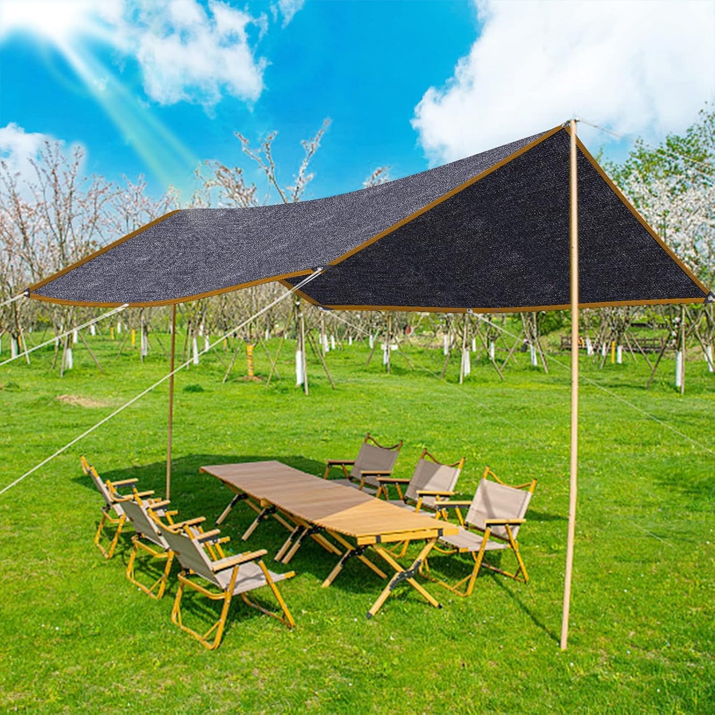 QLOFEI 60-70% Shade Cloth with Grommets, Sunblock Shade Sail Mesh Tarp for Plant Greenhouse, Easy to Hang Shade Cloth for Patio Kennel Chicken Coop Lawn Garden Shade Neting Cover, 10x18 FT