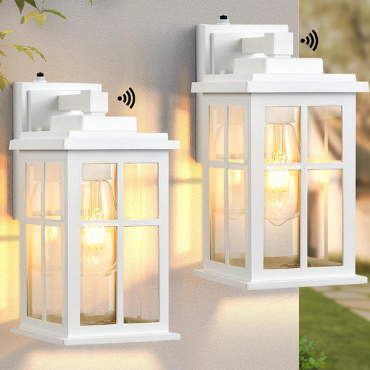 White Outdoor Light Fixture, 2 Pack Dusk to Dawn Exterior Lighting Fixtures, Anti-Rust Porch Lights, Dusk to Dawn Outdoor Lighting for House, Garage, Garden, Entryway, Doorway