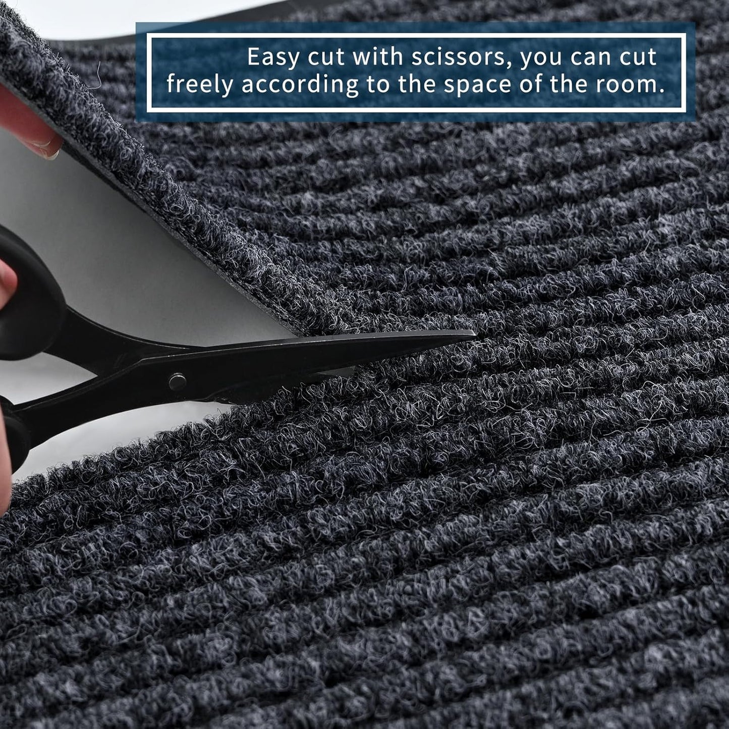 Rubber Door Mat About W3' ×L10' Heavy Duty Large Outdoor Indoor Mat Durable Entrance Doormat Waterproof Rubber Back Rugs for Home Entryway Patio Porch Office Business Areas (Grey)