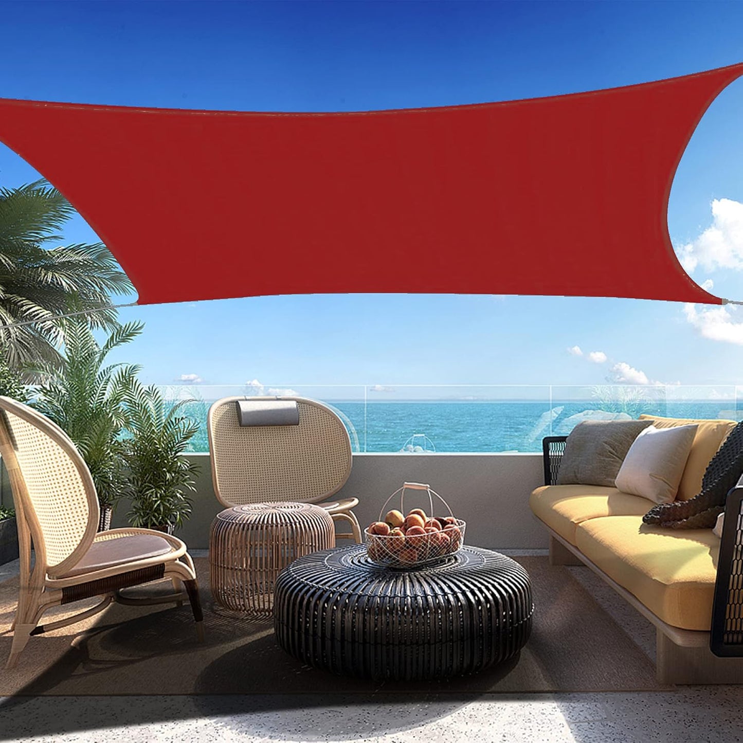 7' x 13' Red Rectangle Sun Shade Sail SSP1212 Canopy Durable Fabric UV Block Awning,We Make Custom Orders