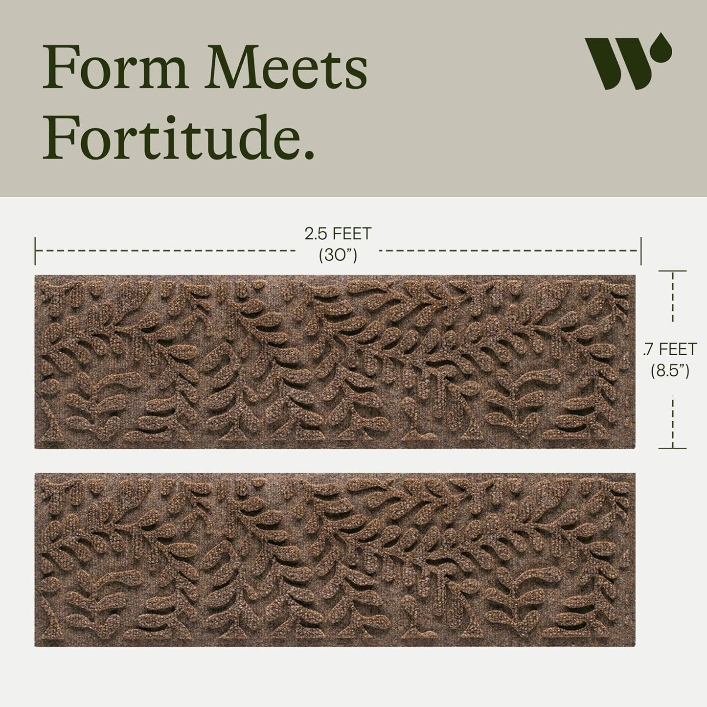 Bungalow Flooring Waterhog Stair Treads (Set of 4) – 8 1/2 x 30 Inches, Durable,Water-Trapping, Indoor/Outdoor Floor Covering, Boxwood Collection – Made in USA, Dark Brown