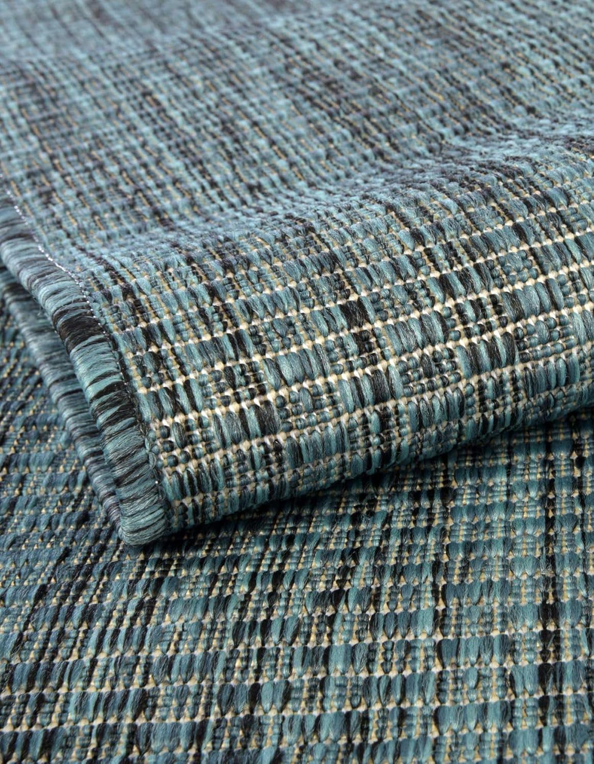 Unique Loom Outdoor Solid Collection Area Rug (4' 1" Square Teal/Navy Blue)
