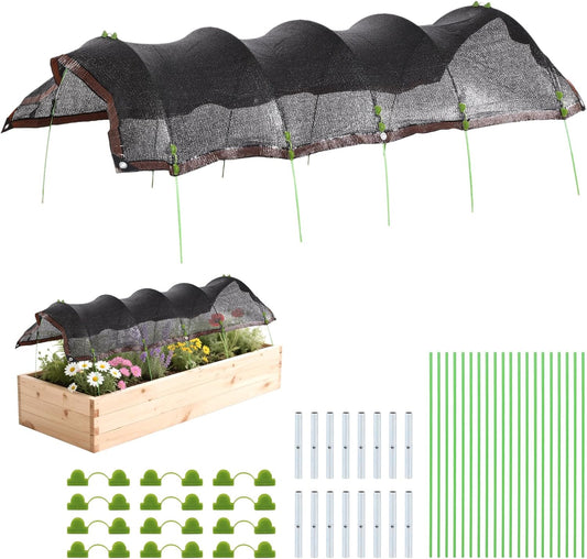78.7"x39.4" Garden Shade Kit, 70% Garden Sun Shade Cloth with Hoops for Plants Heat Protection, Raised Garden Bed Shade Cover Plant Sun Shade for Outdoor Vegetables