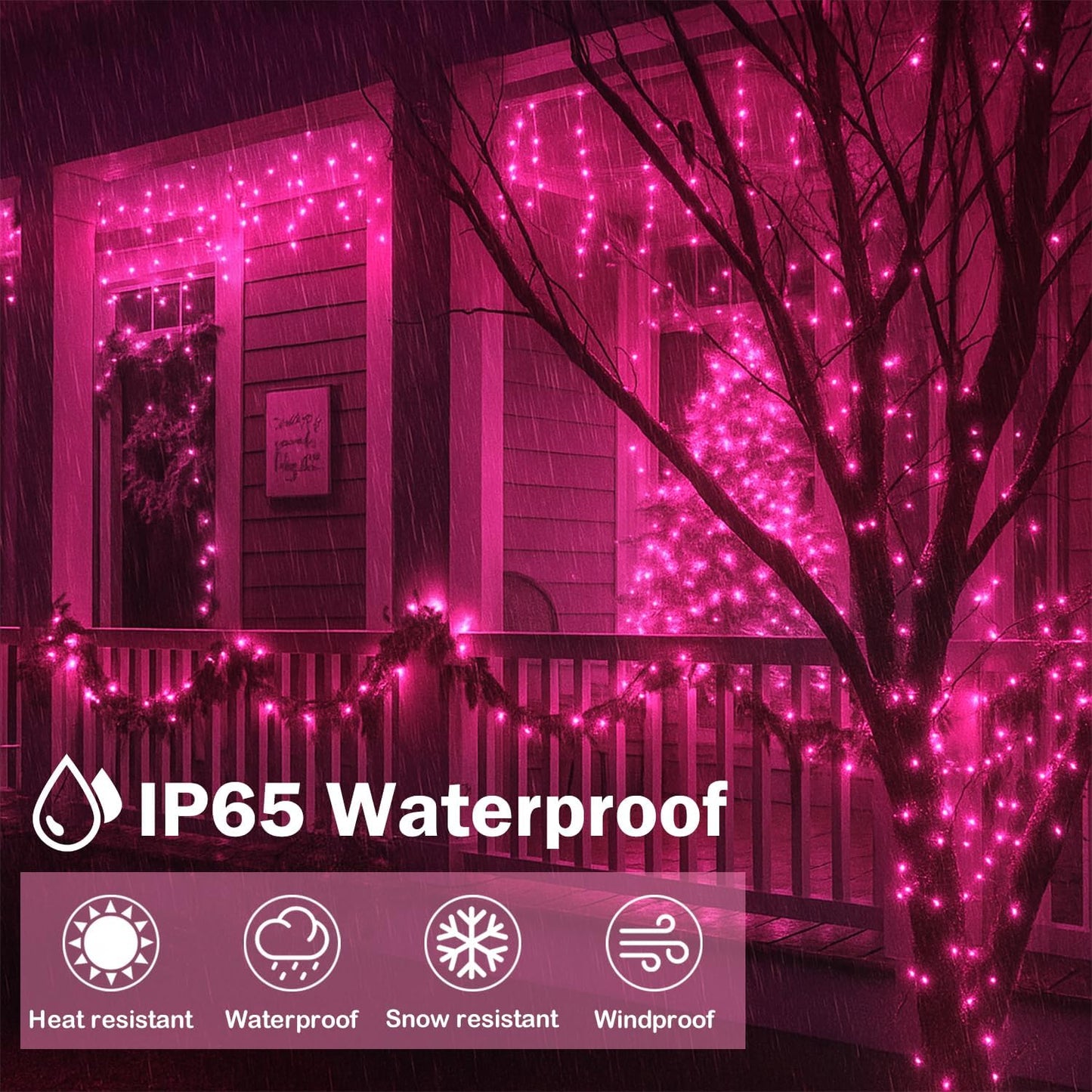 SANJICHA Pink Extra-Long Solar String Lights, 2-Pack 400 LED Solar Valentine Day Lights, Waterproof Copper Wire 8 Modes Solar Twinkle Fairy Lights for Mother's Day Tree Garden Party Wedding (Pink)