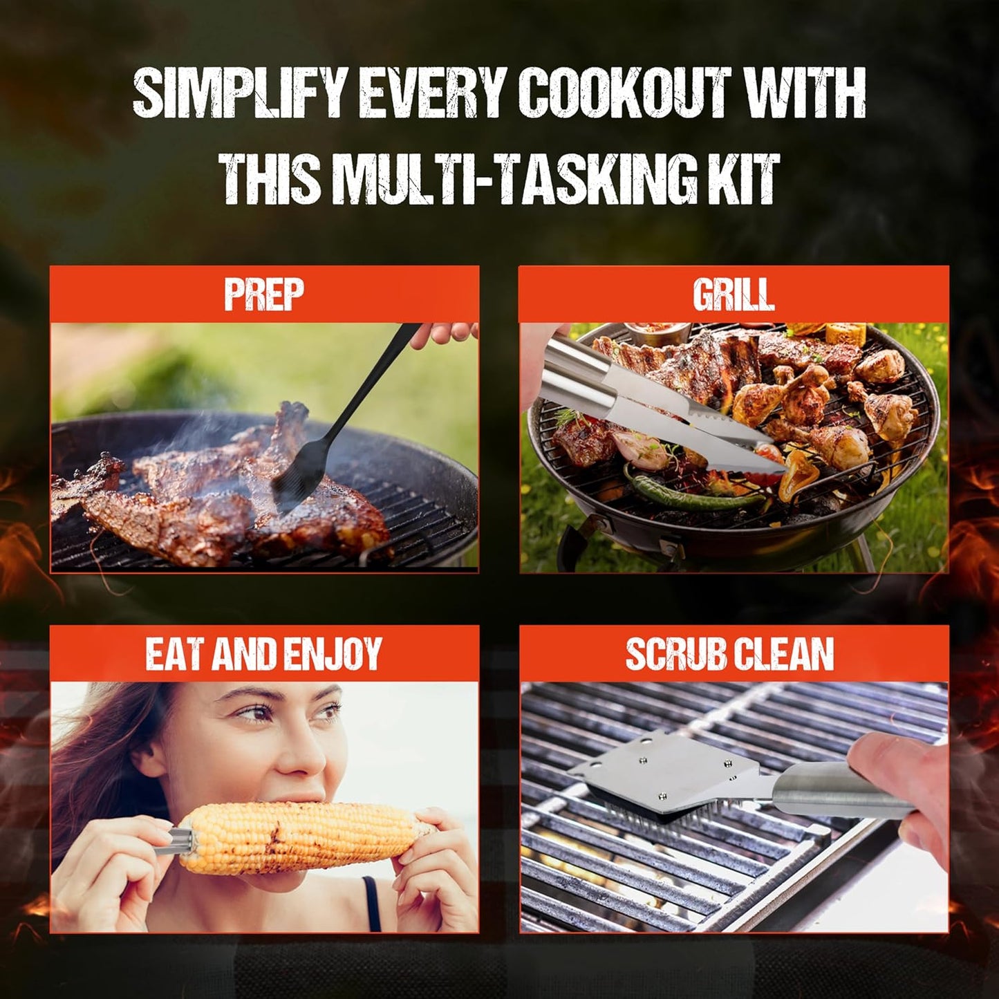 SpartaSake BBQ Grilling Accessories - Stainless Steel Barbecue Grill Tools Accessories kit Spatula Thermometer Tongs for Blackstone Griddle Outdoor Camping-Grill Set Gifts for dad Men Women(24 pcs)