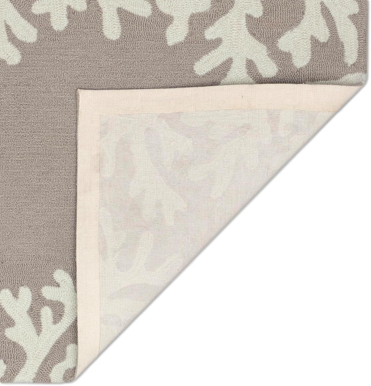 Liora Manne CAPRI Indoor/Outdoor Handmade Synthetic Blend Durable Area Rug - Traditional Border Coastal Beach Accent (Coral Border Silver) (2'6" x 4')