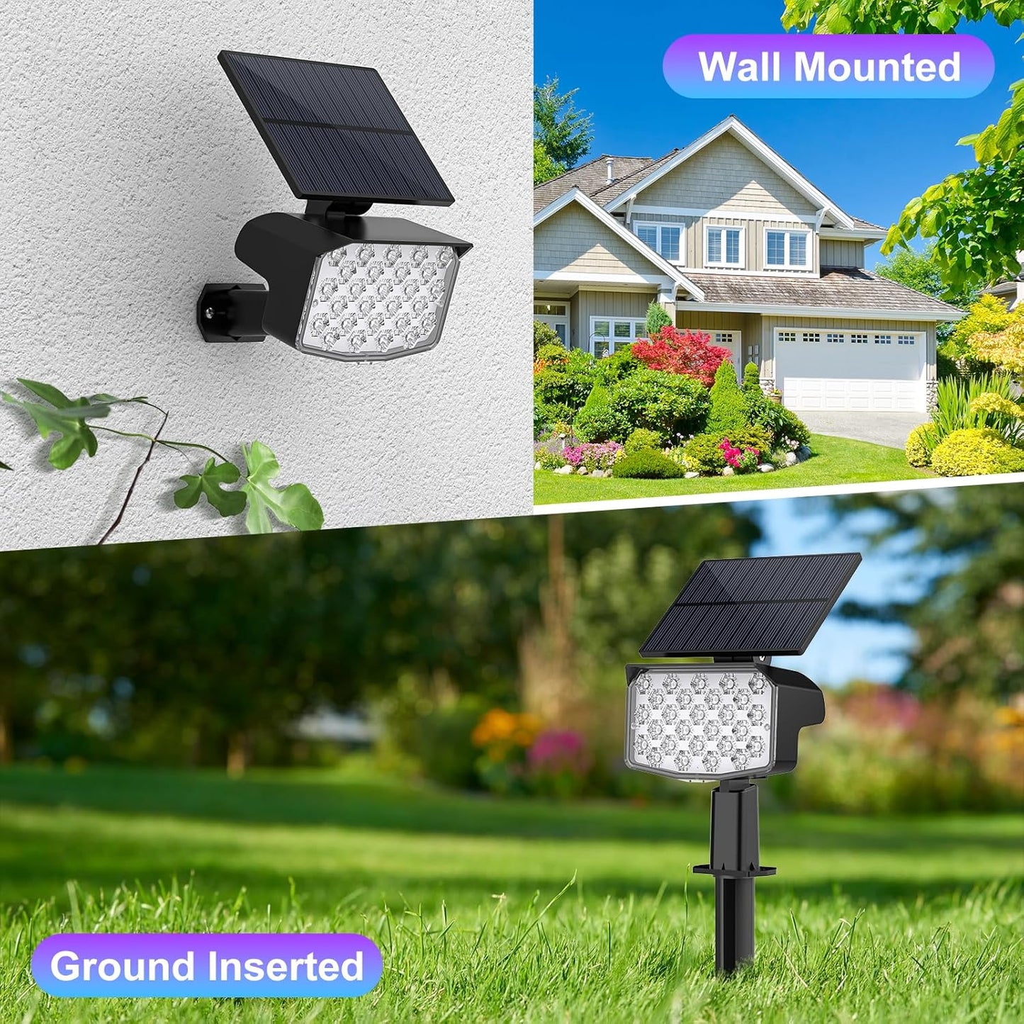 WELALO Solar Color Changing Spot Lights Outdoor, Waterproof Solar Christmas Lights with 9 Modes, Multicolor RGB Landscape Spotlights for Yard Driveway Lawn Patio Pathway Decorations, 6 Pack