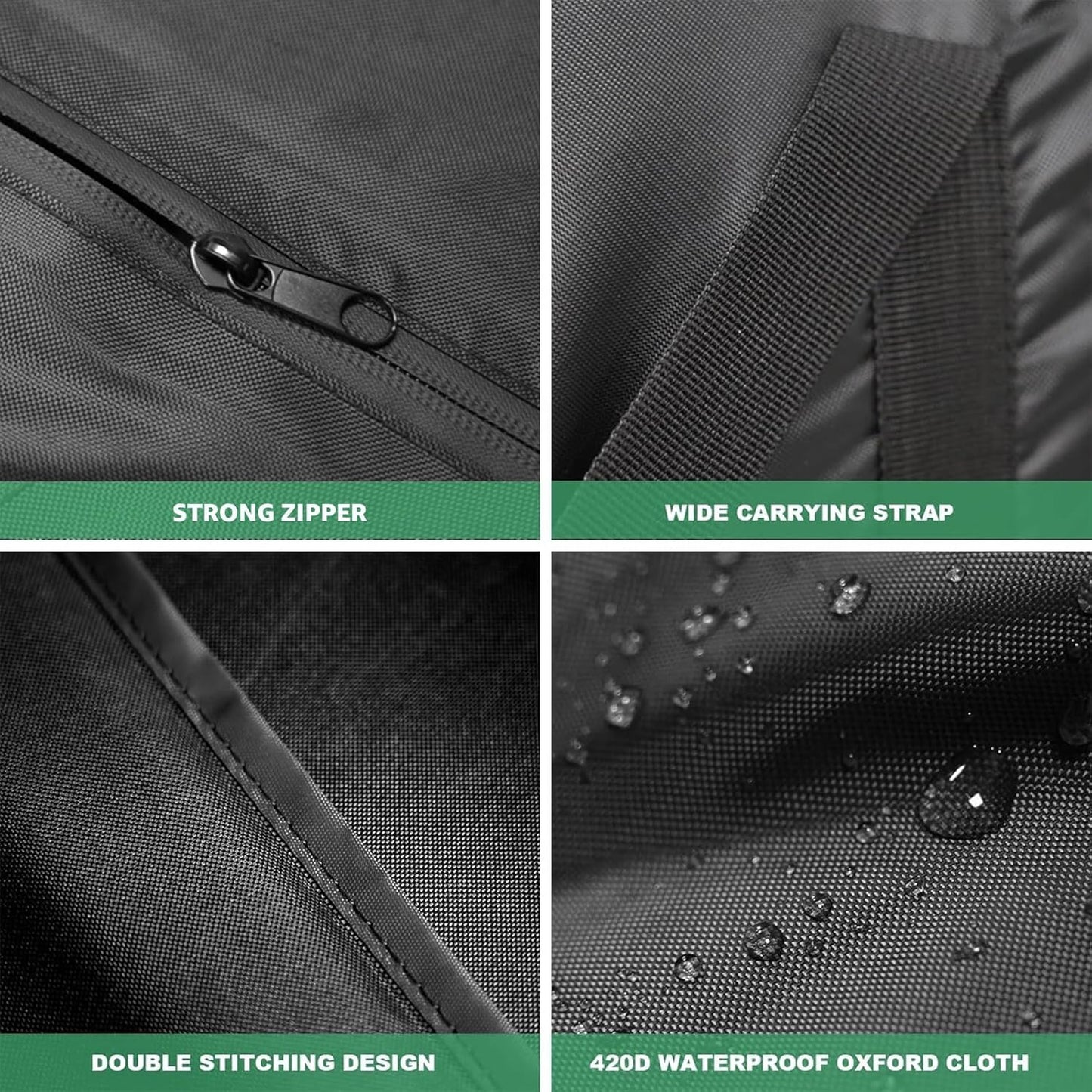 Garden Cushion Storage Bag 420D Waterproof Rectangular Outdoor Patio Cushion Storage Bag with Zipper and Handles - Extra Large 68" L x 29" H x 20" W Black