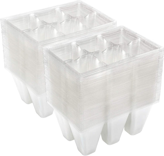 Gardzen 120 Pack 6-Cell Seed Starting Tray for Seedlings, Plant Starter Trays with Drainage Holes for Seed Germination, 5.4x3.7 inches, Clear