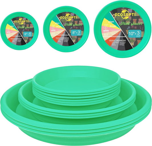 12Pcs Colourful Plant Saucer, 6 8 10 Inch Durable Plastic Plant Tray, Round Plant Pot Saucers, Drip Tray for Indoor and Outdoor Garden, Cyan
